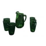 Green Pitcher & 6 Glasses