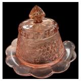 Mosser Pink Grape Pattern Butter Dish