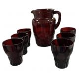 Ruby Windsor Pitcher & 6 Glasses