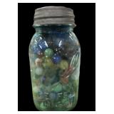 Blue Atlas Quart Jar Marbles