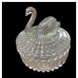 Jeanette Clear Glass Swan Candy Dish