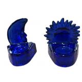 Cobalt Blue Moon & Sun Tea Candle Holders