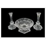 Heavy Crystal Bowl & Candle Holders