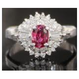 Platinum 1.18 ct Brilliant Ruby & Diamond Ring