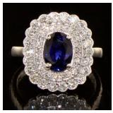 14kt Gold 2.54 ct Oval Sapphire & Diamond Ring