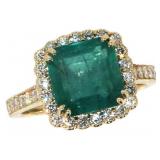 14kt Gold 3.92 ct GIA Emerald & Diamond Ring