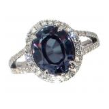 14k Gold 4.39 ct Oval Alexandrite & Diamond Ring