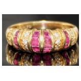 18kt Gold Natural Ruby & Diamond Ring