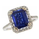 14k Gold 4.17 ct Sapphire & Diamond Ring