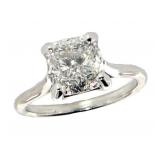 14k Gold 3.01 ct Cushion VS2 Lab Diamond Ring