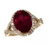 14k Gold 4.63 ct Oval Ruby & Diamond Ring