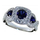 2.50 ct Sapphire Past Present Future Infinity Ring