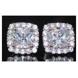 Cushion Cut 7.50 ct White Topaz Stud Earrings