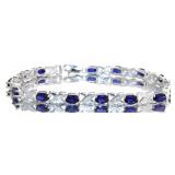 Elegant 8.40 ct Sapphire & Diamond Accent Bracelet