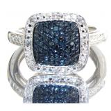 Cushion Cut Fancy Blue Diamond RIng