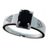 Oval Natural Onyx & Diamond Ring