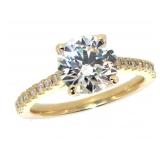 14k Gold 2.66 ct Round VS2 Lab Diamond Ring