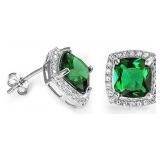 Cushion Cut 4.10 ct Emerald Designer Earrings