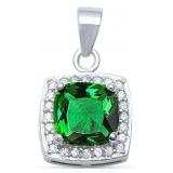 Cushion Cut 2.60 ct Emerald Designer Pendant