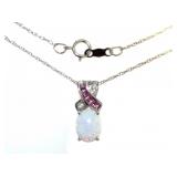 Quality Opal & Pink Sapphire Designer Necklace