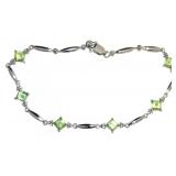 Genuine 3.50 ct Peridot & Diamond Accent Bracelet