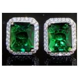 Step Cut 6.75 ct Emerald Stud Earrings