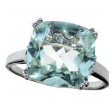 Cushion Cut 4.33 ct Green Amethyst & Diamond Ring