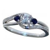 Round Brilliant Diamond & Sapphire Ring