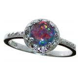 Round Brilliant Ethiopian Opal & Diamond Ring