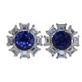 Round 3.50 ct Sapphire Stud Earrings