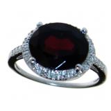 Oval 4.20 ct Natural Garnet & Diamond Ring