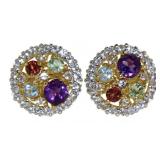 Round 1.00 ct Natural Gemstone Stud Earrings