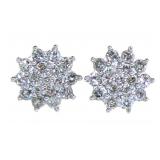 Stunning 1.00 ct Diamond Star Cluster Earrings