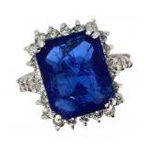 14k Gold 16.68 ct Radiant Tanzanite & Diamond Ring