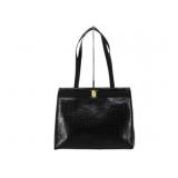 Ferragamo Croc Embossed Leather Shoulder Bag