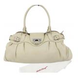 Ferragamo White Leather Gancini Shoulder Bag