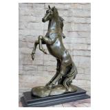 REARING STALLION BRONZE STATUE