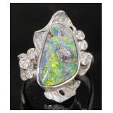 18kt White Gold Opal & Diamond Ring