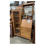 Beautiful Oak Secretary-Heavy Carving