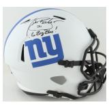 Autographed Tiki Barber Giants Go Big Blue Helmet