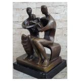 Henry Moore Family in Park Bench Bronze Sculpture