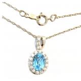 Oval 2.66 ct Blue Topaz Designer Necklace