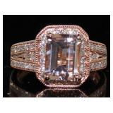 14k Rose Gold 2.57 ct Morganite & Diamond Ring