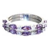 Marquise Cut Amethyst & White Sapphire Band