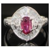 Platinum 1.57 ct GIA Ruby & Diamond Ring