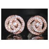 10kt Rose Gold Brilliant Diamond Swirl Earrings