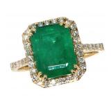 14kt Gold 3.43 ct GIA Emerald & Diamond Ring