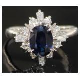 Platinum 1.91 ct Brilliant Sapphire & Diamond Ring