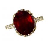 14k Gold 8.01 ct Oval Ruby & Diamond Ring