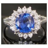 Platinum 3.00 ct Brilliant Sapphire & Diamond Ring